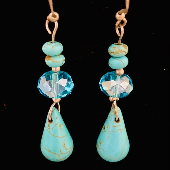 💖 Turquoise Tear Drop Necklace and Earrings /NS79 - Picture 3 of 3